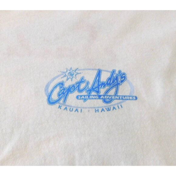 Capt. Andy Sailing Adventures Kauai Tee XL White Na Pali Hawaii Graphics Hanes - Picture 3 of 7